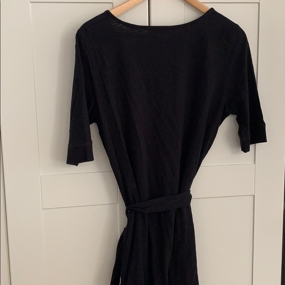 Black cotton dress with tie at waist - Picture 5 of 5